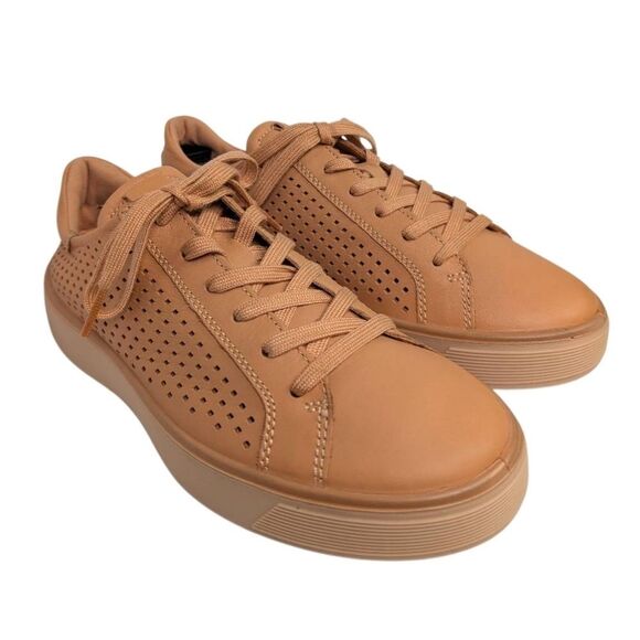 Ecco Street Tray Orange Tan Leather Perforated Sneakers Womens 8/8.5 US 39 EU - Picture 1 of 8